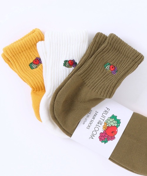 FRUIT OF THE LOOM（フルーツオブザルーム）の「【es】【FRUIT OF THE LOOM】3Pマーク刺繍クォーターソックス（ソックス/靴下・メンズ・その他・FREE）」の2枚目の写真