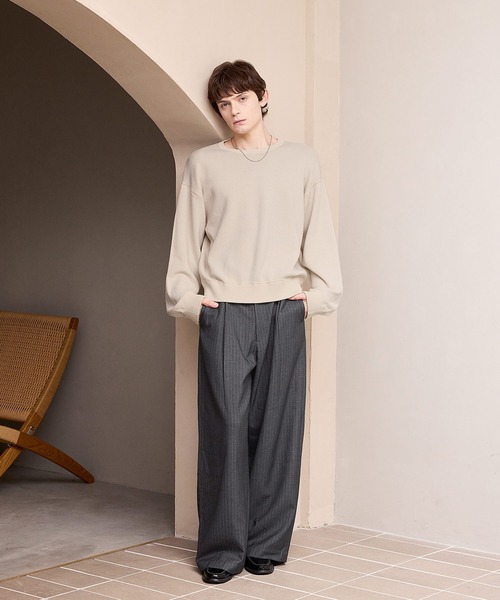 ROCHEM（ローシェン）の「1タックワイドストレートストライプスラックス（スラックス・メンズ・グレー系1/ブラック系1・L/XS/M/S）」の10枚目の写真