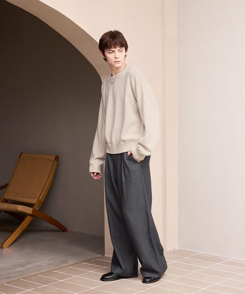 ROCHEM（ローシェン）の「1タックワイドストレートストライプスラックス（スラックス・メンズ・グレー系1/ブラック系1・L/XS/M/S）」の11枚目の写真