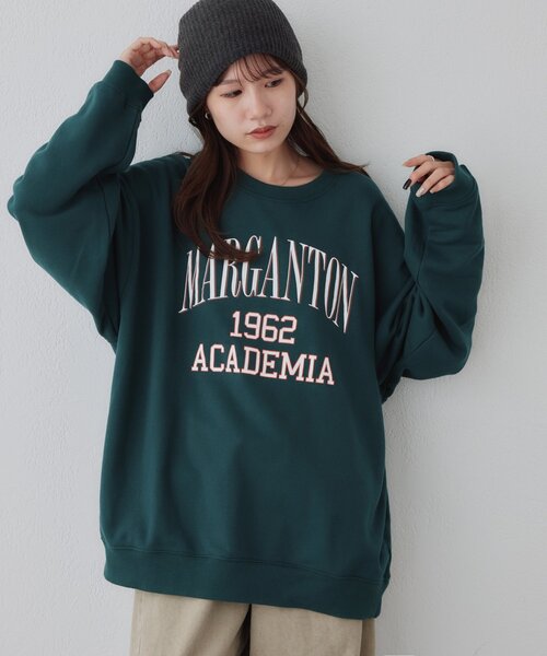 DISCOAT(ディスコート)の「【Enlude】ヒビワレカレッジロゴスウェット《WEB限定カラーあり》(Tシャツ/カットソー・レディース・レッド/ダークグリーン/ベージュ/ライトベージュ/ブラウン・FREE)」の9枚目の写真