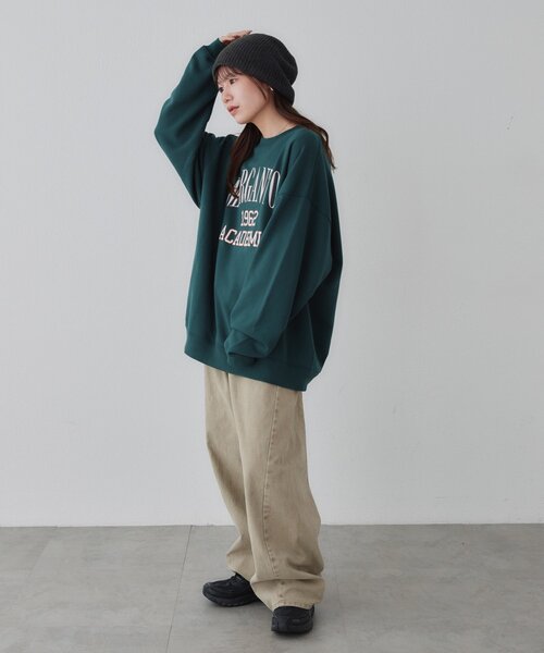 DISCOAT(ディスコート)の「【Enlude】ヒビワレカレッジロゴスウェット《WEB限定カラーあり》(Tシャツ/カットソー・レディース・レッド/ダークグリーン/ベージュ/ライトベージュ/ブラウン・FREE)」の11枚目の写真