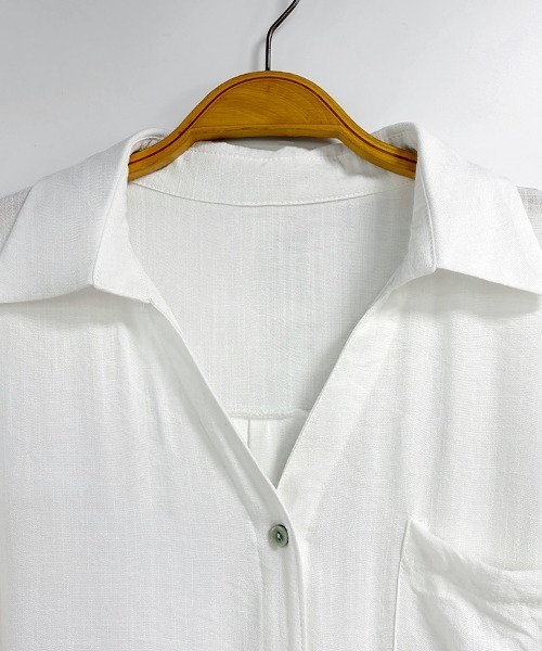 ONEP STAR（ワンピスター）の「スキッパーネック長袖シャツ（シャツ/ブラウス・レディース・ホワイト・MEDIUM/X-LARGE/LARGE）」の4枚目の写真
