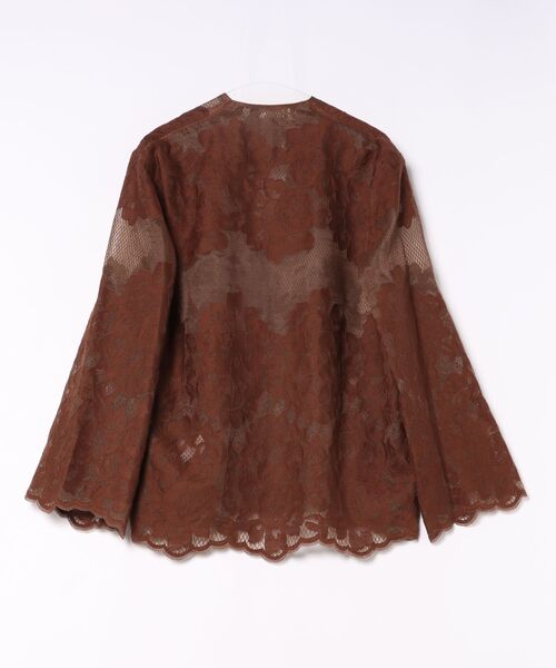 CLANE(クラネ)の「CLANE/クラネ/FLOWER LACE WIDE SHIRT JACKET(ノーカラージャケット・レディース・ブラック/ホワイト/ブラウン・1)」の4枚目の写真