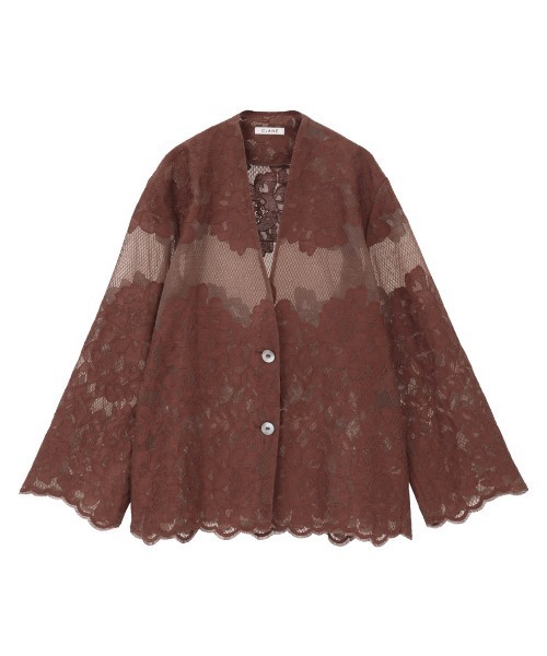 CLANE(クラネ)の「CLANE/クラネ/FLOWER LACE WIDE SHIRT JACKET(ノーカラージャケット・レディース・ブラック/ホワイト/ブラウン・1)」の3枚目の写真