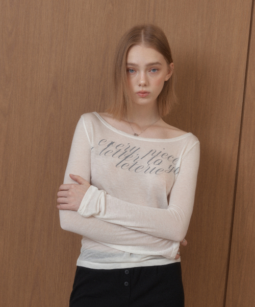 LETERIE(レテリー)の「LETTERING OFF-SHOULDER TIE LONG SLEEVE_SHEER WHITE(Tシャツ/カットソー・レディース・オフホワイト・FREE)」の3枚目の写真