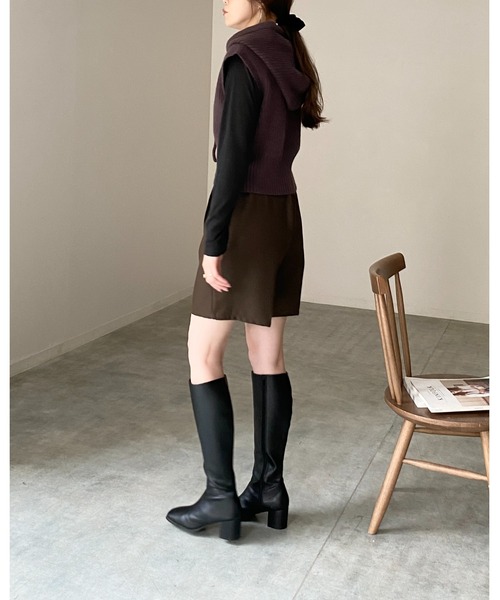 She's Closet（シーズクローゼット）の「アルパカタッチ前ボタンフード付きリブニットベスト（ベスト・レディース・レッド/ブラウン/チャコールグレー/ブラック/アイボリー・FREE）」の17枚目の写真