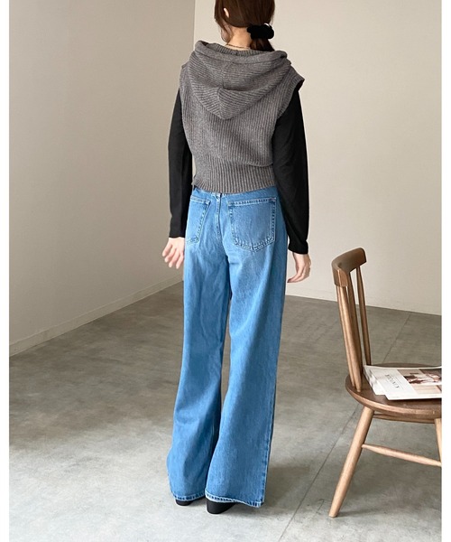 She's Closet（シーズクローゼット）の「アルパカタッチ前ボタンフード付きリブニットベスト（ベスト・レディース・レッド/ブラウン/チャコールグレー/ブラック/アイボリー・FREE）」の13枚目の写真
