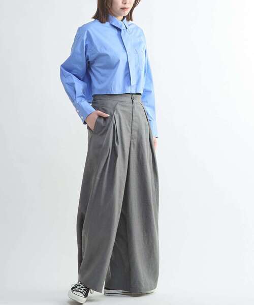 CONVERSE TOKYO（コンバーストウキョウ）の「【HL】DETACHABLE TIE CROPPED SHIRT（シャツ/ブラウス・レディース・サックスブルー/ストライプ・FREE）」の4枚目の写真
