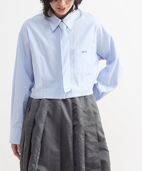 CONVERSE TOKYO（コンバーストウキョウ）の「【HL】DETACHABLE TIE CROPPED SHIRT（シャツ/ブラウス・レディース・サックスブルー/ストライプ・FREE）」の6枚目の写真