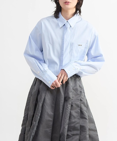 CONVERSE TOKYO（コンバーストウキョウ）の「【HL】DETACHABLE TIE CROPPED SHIRT（シャツ/ブラウス・レディース・サックスブルー/ストライプ・FREE）」の7枚目の写真
