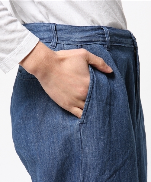 WEGO（ウィゴー）の「WEGO/綿麻デニムガウチョパンツ（デニムパンツ・メンズ・ダークインディゴブルー/インディゴブルー・LARGE/MEDIUM）」の8枚目の写真