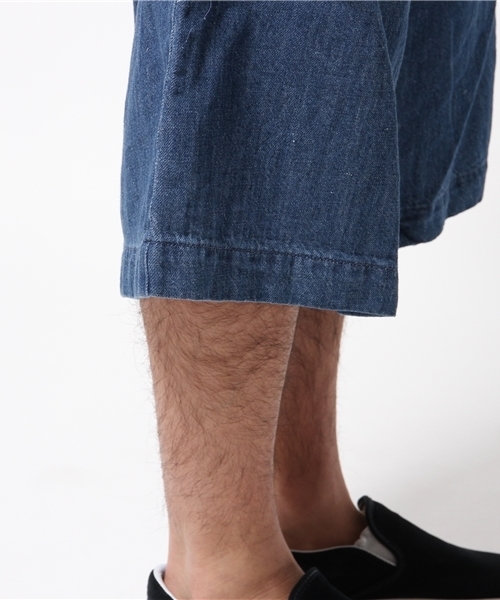 WEGO（ウィゴー）の「WEGO/綿麻デニムガウチョパンツ（デニムパンツ・メンズ・ダークインディゴブルー/インディゴブルー・LARGE/MEDIUM）」の9枚目の写真