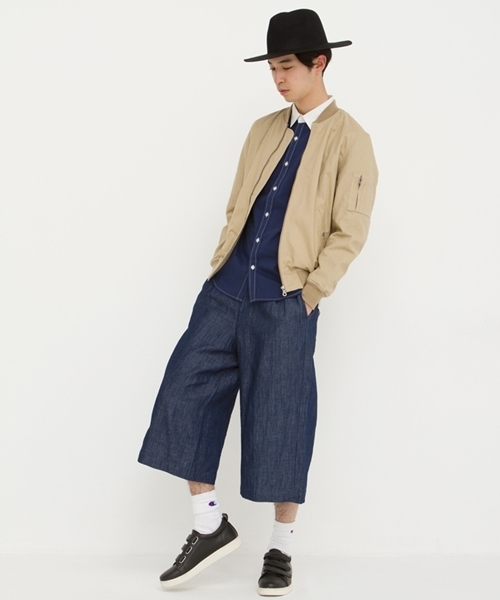 WEGO（ウィゴー）の「WEGO/綿麻デニムガウチョパンツ（デニムパンツ・メンズ・ダークインディゴブルー/インディゴブルー・LARGE/MEDIUM）」の14枚目の写真