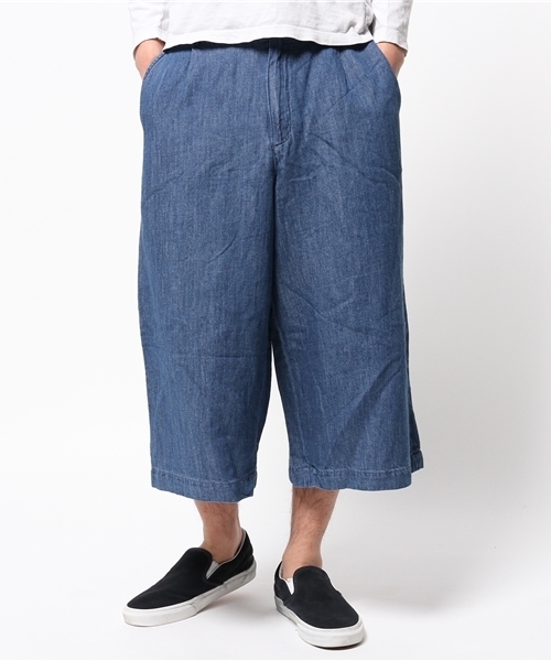 WEGO（ウィゴー）の「WEGO/綿麻デニムガウチョパンツ（デニムパンツ・メンズ・ダークインディゴブルー/インディゴブルー・LARGE/MEDIUM）」の12枚目の写真