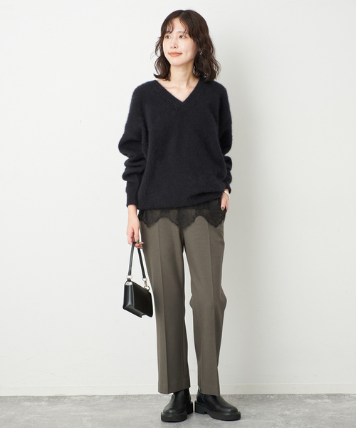 SLOBE IENA(スローブイエナ)の「スティックパンツ(スラックス・レディース・ブラック/カーキ・38/36)」の5枚目の写真