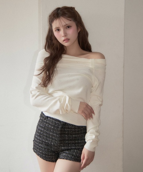 TITTY&CO.(ティティーアンドコー)の「リボンデザインオフショルニット(ニット/セーター・レディース・チャコールグレー/グレー/アイボリー・FREE)」の20枚目の写真