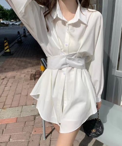 Aelina（エリナ）の「長袖シャツ&ショートパンツセットアップ（セットアップ・レディース・ホワイト/グリーン/ブルー・FREE）」の4枚目の写真