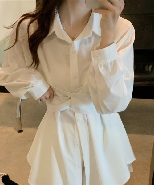 Aelina（エリナ）の「長袖シャツ&ショートパンツセットアップ（セットアップ・レディース・ホワイト/グリーン/ブルー・FREE）」の8枚目の写真