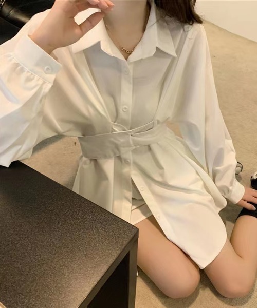 Aelina（エリナ）の「長袖シャツ&ショートパンツセットアップ（セットアップ・レディース・ホワイト/グリーン/ブルー・FREE）」の9枚目の写真