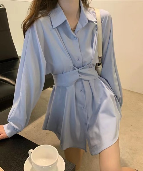 Aelina（エリナ）の「長袖シャツ&ショートパンツセットアップ（セットアップ・レディース・ホワイト/グリーン/ブルー・FREE）」の17枚目の写真