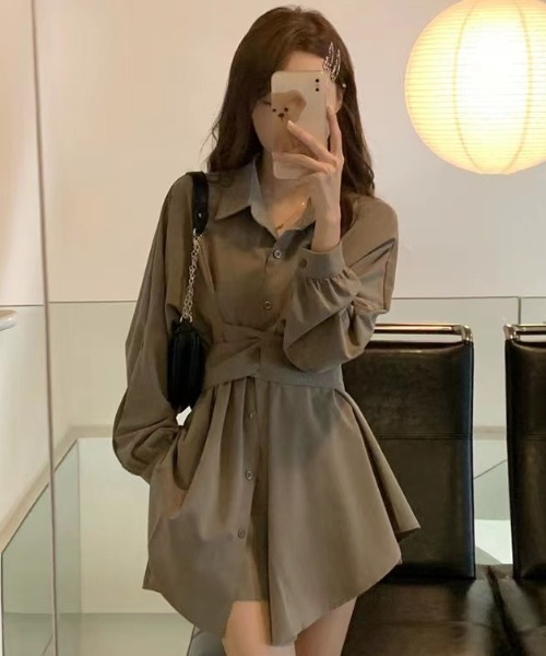 Aelina（エリナ）の「長袖シャツ&ショートパンツセットアップ（セットアップ・レディース・ホワイト/グリーン/ブルー・FREE）」の14枚目の写真