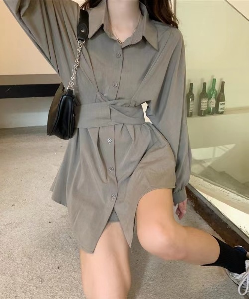 Aelina（エリナ）の「長袖シャツ&ショートパンツセットアップ（セットアップ・レディース・ホワイト/グリーン/ブルー・FREE）」の15枚目の写真