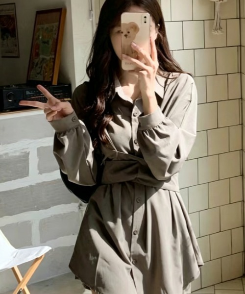 Aelina（エリナ）の「長袖シャツ&ショートパンツセットアップ（セットアップ・レディース・ホワイト/グリーン/ブルー・FREE）」の10枚目の写真