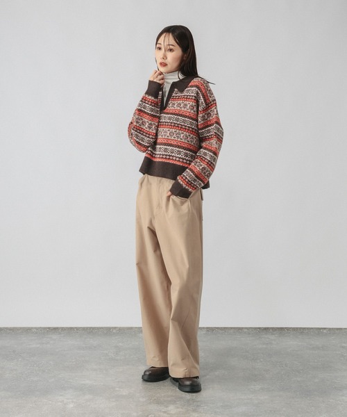 GLOBAL WORK(グローバルワーク)の「フェアアイル柄スキッパー/759306(ニット/セーター・レディース・オレンジ/ブルー・MEDIUM/LARGE)」の7枚目の写真