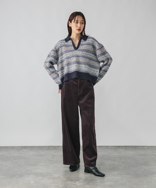 GLOBAL WORK(グローバルワーク)の「フェアアイル柄スキッパー/759306(ニット/セーター・レディース・オレンジ/ブルー・MEDIUM/LARGE)」の3枚目の写真