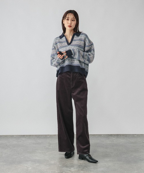 GLOBAL WORK(グローバルワーク)の「フェアアイル柄スキッパー/759306(ニット/セーター・レディース・オレンジ/ブルー・MEDIUM/LARGE)」の4枚目の写真
