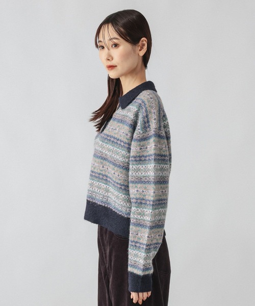 GLOBAL WORK(グローバルワーク)の「フェアアイル柄スキッパー/759306(ニット/セーター・レディース・オレンジ/ブルー・MEDIUM/LARGE)」の13枚目の写真