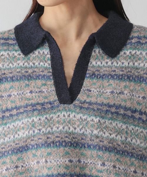 GLOBAL WORK(グローバルワーク)の「フェアアイル柄スキッパー/759306(ニット/セーター・レディース・オレンジ/ブルー・MEDIUM/LARGE)」の15枚目の写真