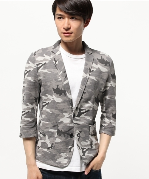 VENCEEXCHANGE（ヴァンスエクスチェンジ）の「鹿の子迷彩7分テーラードジャケット   （テーラードジャケット・メンズ・ネイビー/ブラック・MEDIUM/LARGE）」の11枚目の写真