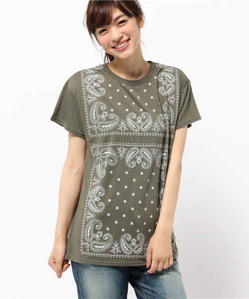 バンダナ柄 通販 RVCA]バックプリント Tシャツ バンダナ柄☆色