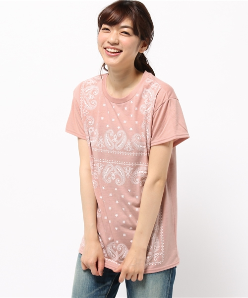 VENCEEXCHANGE(ヴァンスエクスチェンジ)の「バンダナ柄Tシャツ (Tシャツ/カットソー・レディース・ネイビー/ピンク/オリーブ/オフホワイト・MEDIUM)」の15枚目の写真