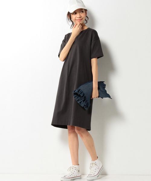 coen（コーエン）の「天竺タックワンピース（ワンピース・レディース・ダークグレー/レッド系その他・FREE）」の7枚目の写真