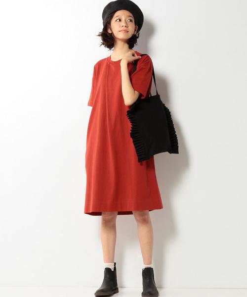 coen（コーエン）の「天竺タックワンピース（ワンピース・レディース・ダークグレー/レッド系その他・FREE）」の9枚目の写真