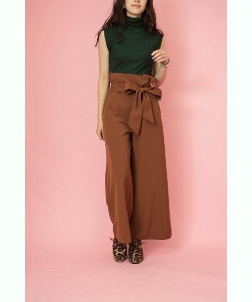 TEVALT(ヴァレット)の「<Titilate valet> ウエストリボンワイドパンツ(その他パンツ・レディース・ブラック/カーキ/レンガ・38)」の1枚目の写真