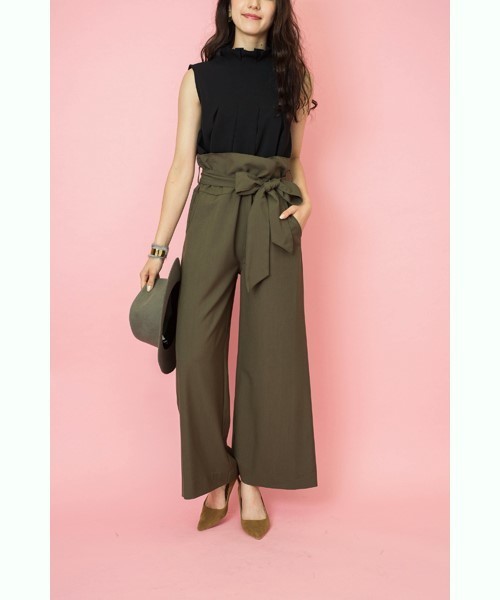 TEVALT(ヴァレット)の「<Titilate valet> ウエストリボンワイドパンツ(その他パンツ・レディース・ブラック/カーキ/レンガ・38)」の4枚目の写真