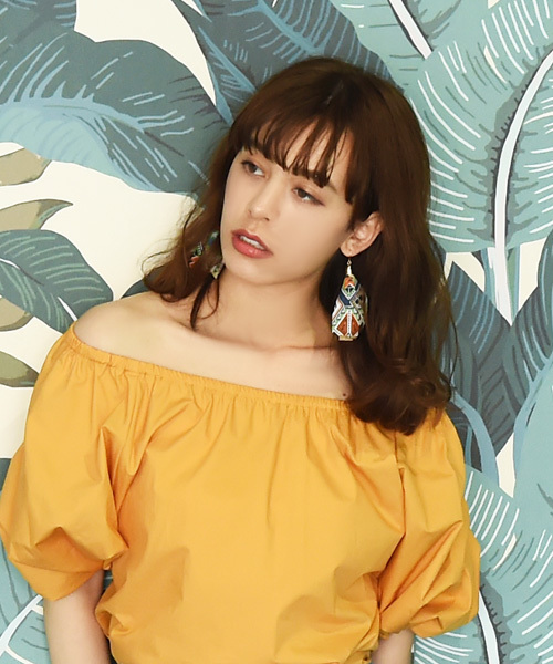 Luz Llena（ラズレナ）の「オルテガ柄ティアードピアス（ピアス（両耳用）・レディース・オレンジ/ブルー・ﾌﾘ-）」の4枚目の写真