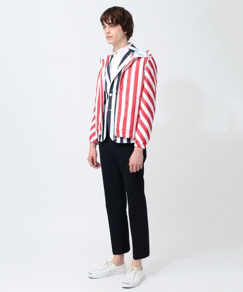 koe×THOM BROWNE（コエトムブラウン）の「[koe×THOM BROWNE]MENS HOODED JACKET（ブルゾン・メンズ・ネイビー/ストライプ・LARGE/MEDIUM/SMALL）」の3枚目の写真