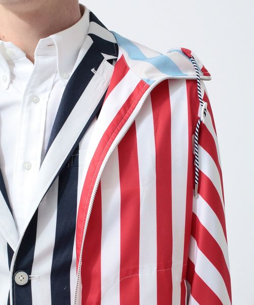 koe×THOM BROWNE（コエトムブラウン）の「[koe×THOM BROWNE]MENS HOODED JACKET（ブルゾン・メンズ・ネイビー/ストライプ・LARGE/MEDIUM/SMALL）」の11枚目の写真