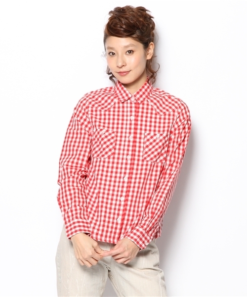 WEGO（ウィゴー）の「WEGO/ギンガムチェックシャツ（シャツ/ブラウス・レディース・ブラック/ライム/ネイビー/イエロー/レッド・MEDIUM/LARGE）」の5枚目の写真