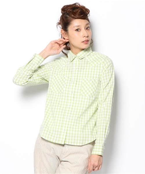 WEGO（ウィゴー）の「WEGO/ギンガムチェックシャツ（シャツ/ブラウス・レディース・ブラック/ライム/ネイビー/イエロー/レッド・MEDIUM/LARGE）」の3枚目の写真