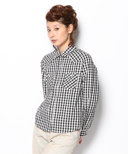 WEGO（ウィゴー）の「WEGO/ギンガムチェックシャツ（シャツ/ブラウス・レディース・ブラック/ライム/ネイビー/イエロー/レッド・MEDIUM/LARGE）」の2枚目の写真