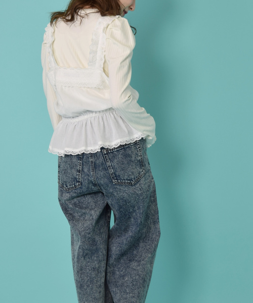 w closet（ダブルクローゼット）の「コットンレースノースリーブブラウス（シャツ/ブラウス・レディース・オフホワイト/イエロー/ブラック・FREE）」の7枚目の写真