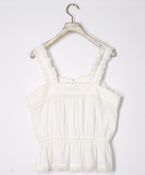 w closet（ダブルクローゼット）の「コットンレースノースリーブブラウス（シャツ/ブラウス・レディース・オフホワイト/イエロー/ブラック・FREE）」の8枚目の写真