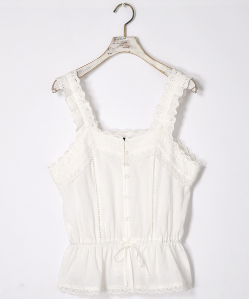 w closet（ダブルクローゼット）の「コットンレースノースリーブブラウス（シャツ/ブラウス・レディース・オフホワイト/イエロー/ブラック・FREE）」の13枚目の写真