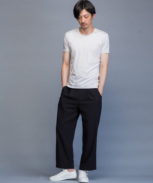 5351 POUR LES HOMMES（ゴーサンゴーイチプールオム）の「バーズアイクロップドワイドパンツ（その他パンツ・メンズ・チャコールグレー/ブラック・44/46/48）」の5枚目の写真