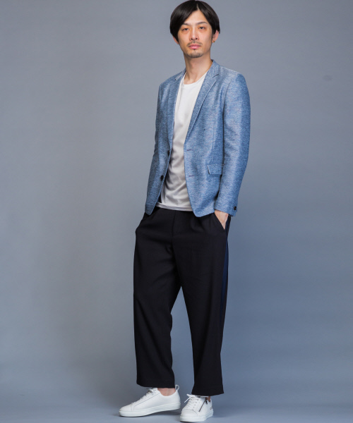 5351 POUR LES HOMMES（ゴーサンゴーイチプールオム）の「バーズアイクロップドワイドパンツ（その他パンツ・メンズ・チャコールグレー/ブラック・44/46/48）」の6枚目の写真